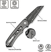 CIVIVI Pragma Prime Pocket Knife for EDC, 3.49" Wharncliffe Blade, Aluminum Handle, Reversible Clip