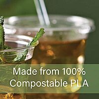 Planet+ 100% Compostable PLA Lids for 9/12/16/20/24-Ounce Clear Cold Cups, Flat Style, 1000-Count Case