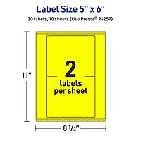 Avery Printable Rectangle Labels, Sure Feed Technology, 5" x 6", Neon Yellow Labels, Laser/Inkjet Printable, 20 Total, Great for Shipping and Packaging 20 labels