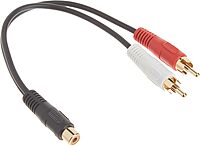 C2G Legrand RCA Female to Two RCA Male Signal Splitter Cable, Black RCA to RCA Splitter, 6 Inch Audio Stereo Y-Cable