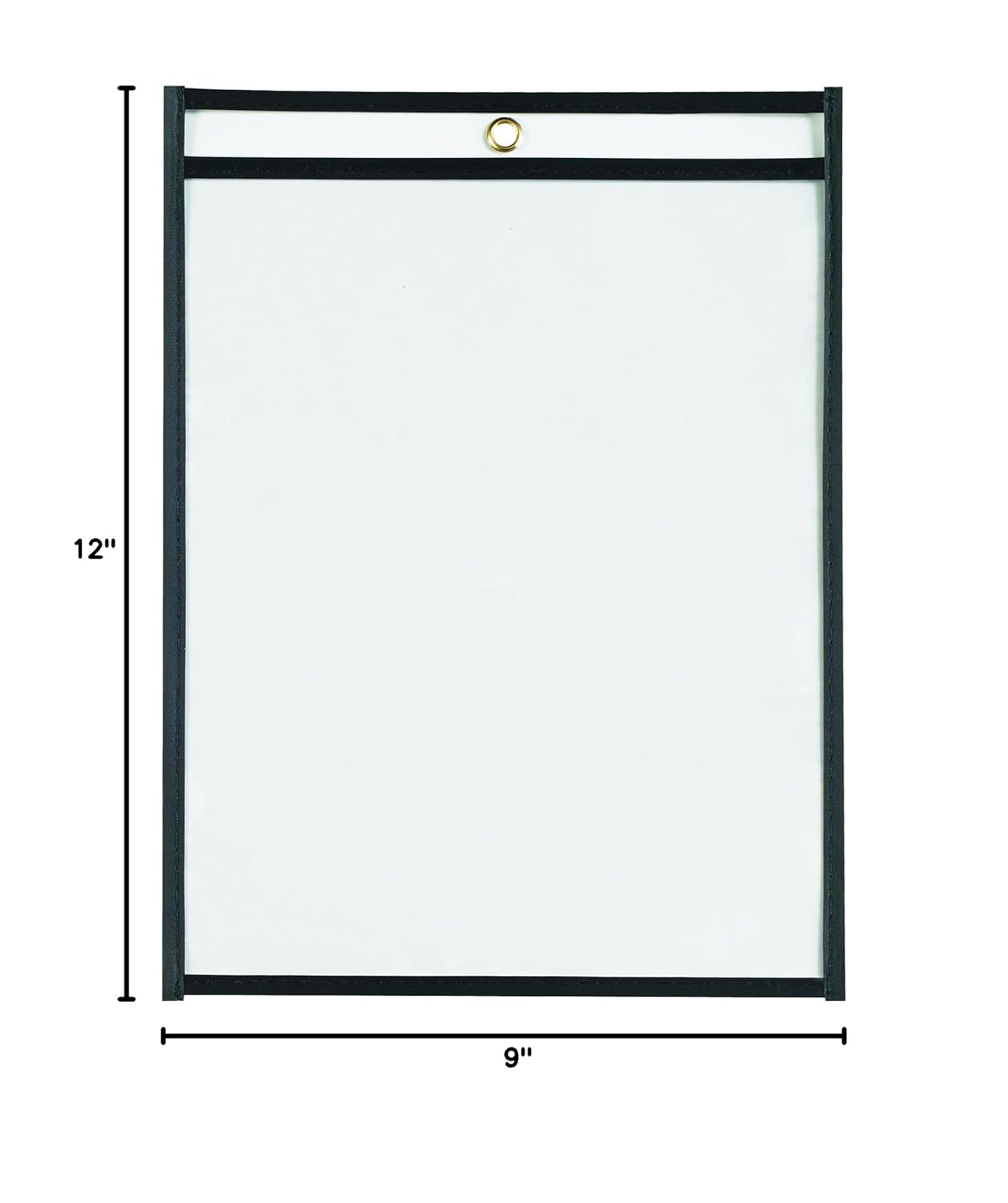 BOX USA Stitched Job Ticket Holders, Top Loading, 9 x 12", Clear with Black Edging, Reusable Vinyl, Double-Sided Dry Erase