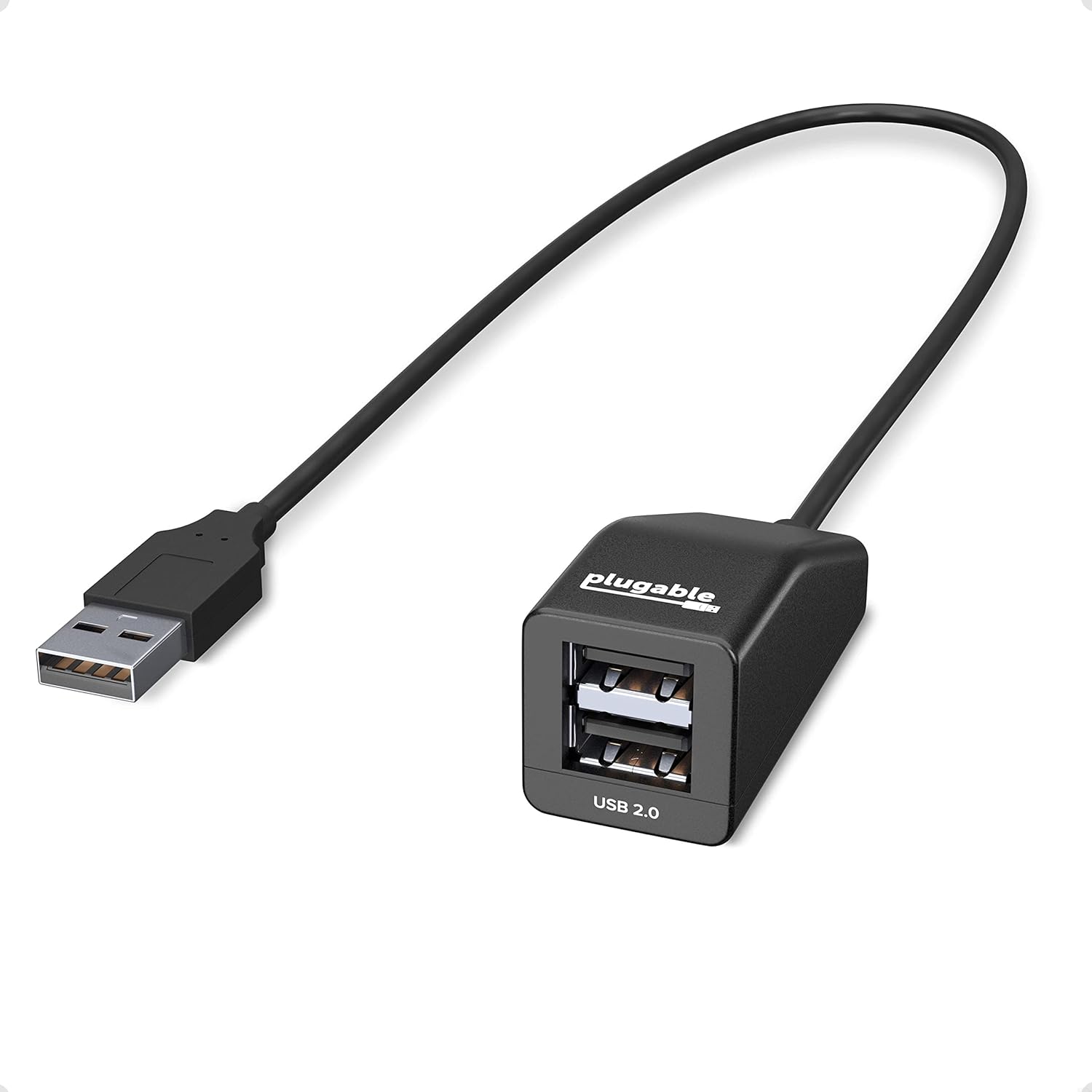 Plugable 2-in-1 USB Splitter with Dual USB 2.0 Ports, Compatible with Windows, Linux, macOS, Chrome OS