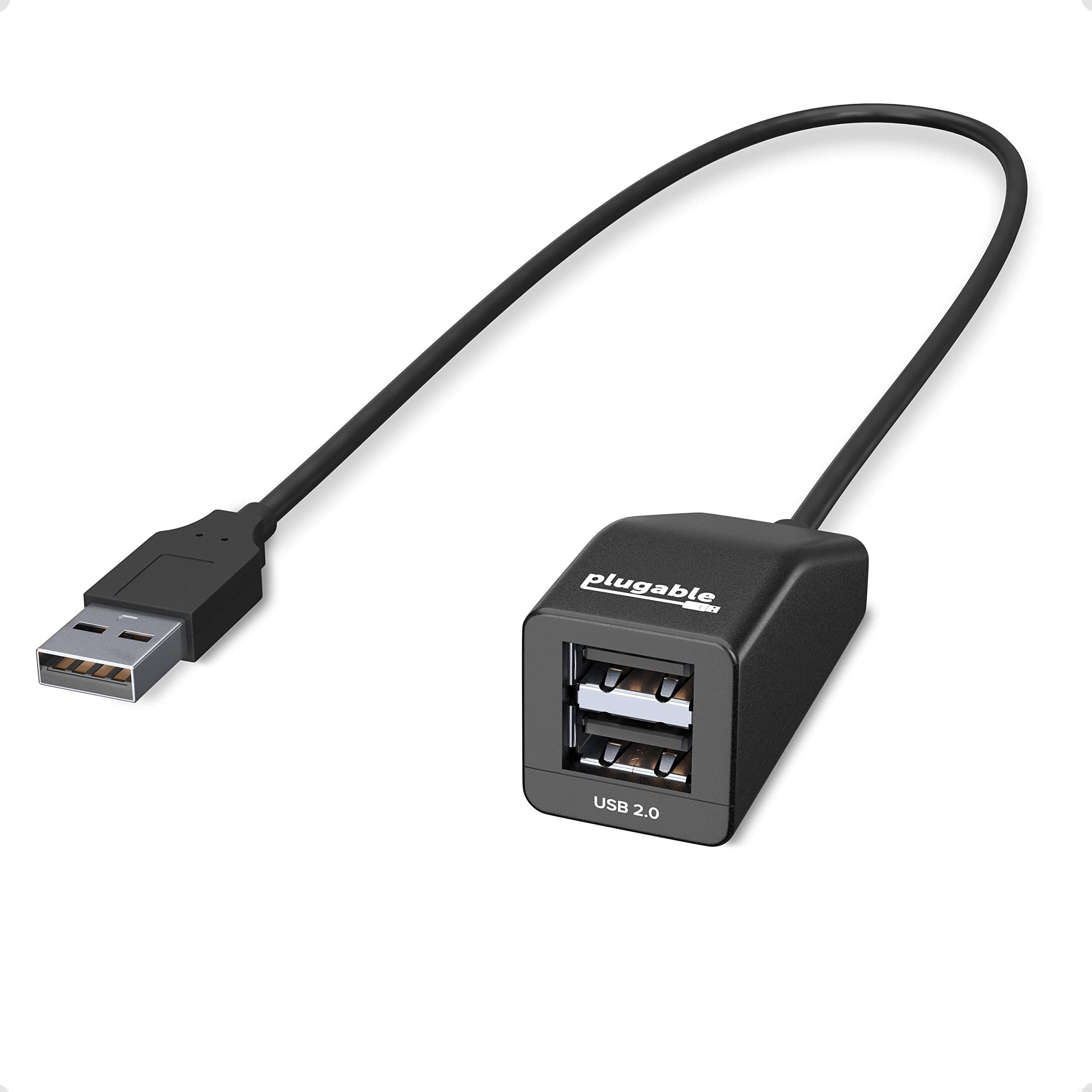Plugable 2-in-1 USB Splitter with Dual USB 2.0 Ports, Compatible with Windows, Linux, macOS, Chrome OS
