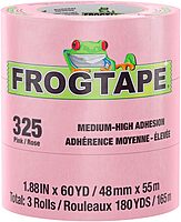FrogTape 325 Pink High Temperature Performance Grade Masking Tape, Medium-High Adhesion, 48mm x 55m, 3 Rolls per Pack