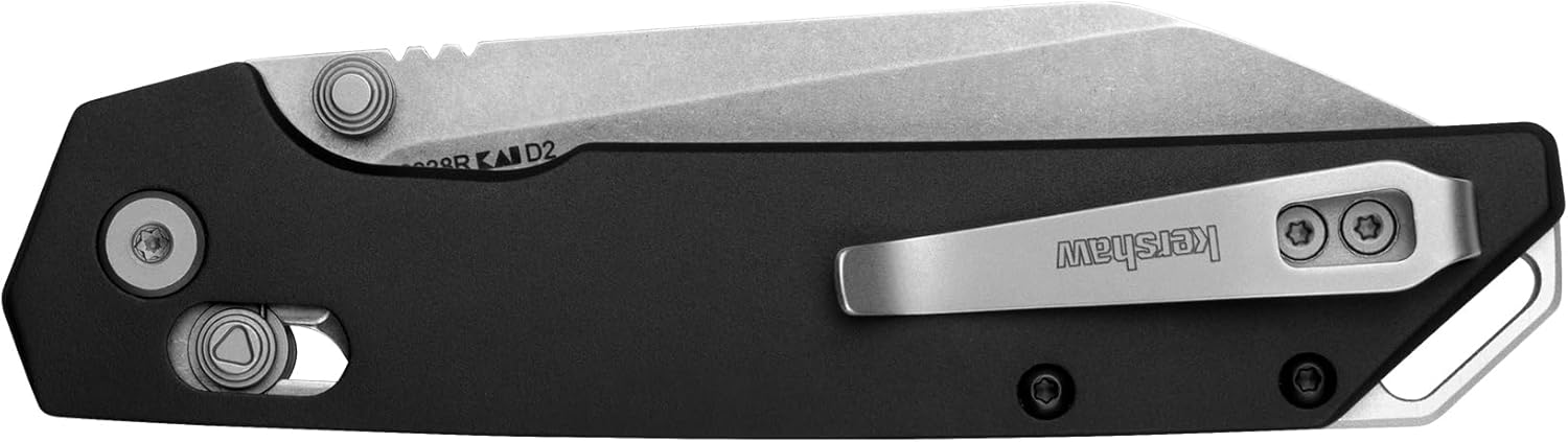 Kershaw Iridium Reverse Tanto Folding Pocket Knife, Sleek 3.4 inch D2 Steel Blade, DuraLock Locking Mechanism