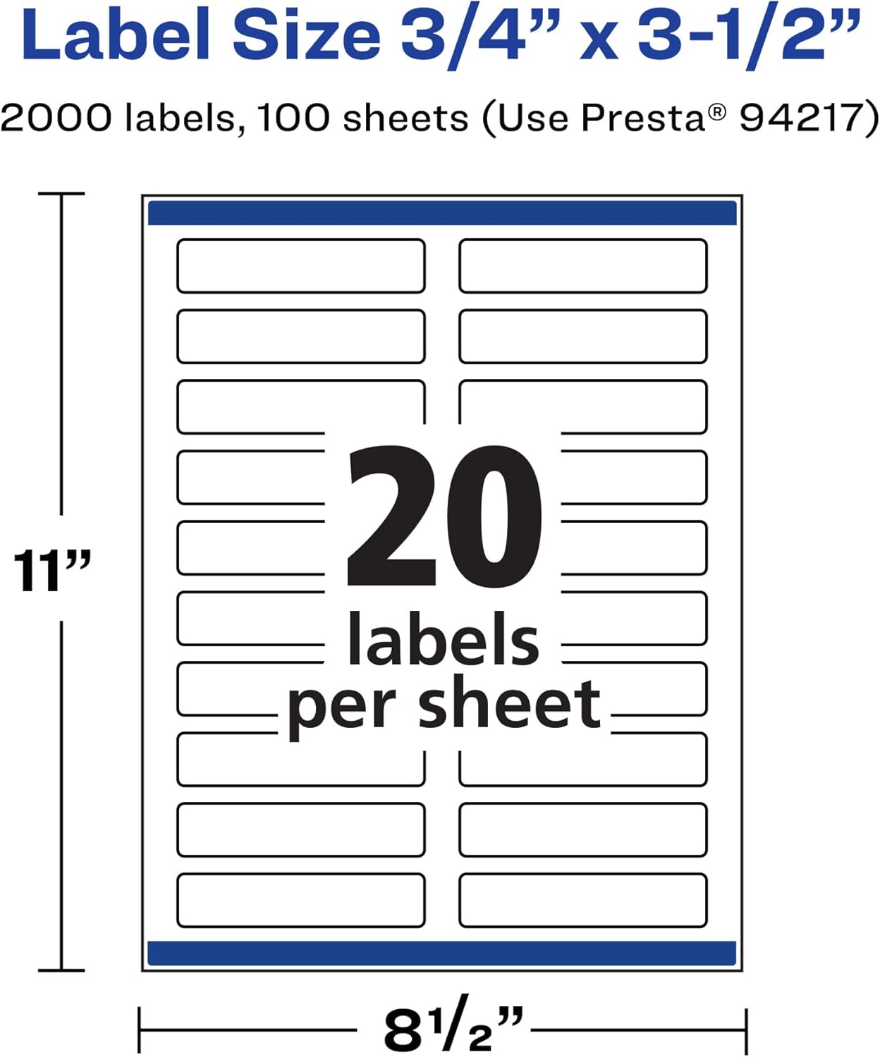 Avery Matte White Rectangle Labels, Sure Feed Technology, 0.75" x 3.5"
