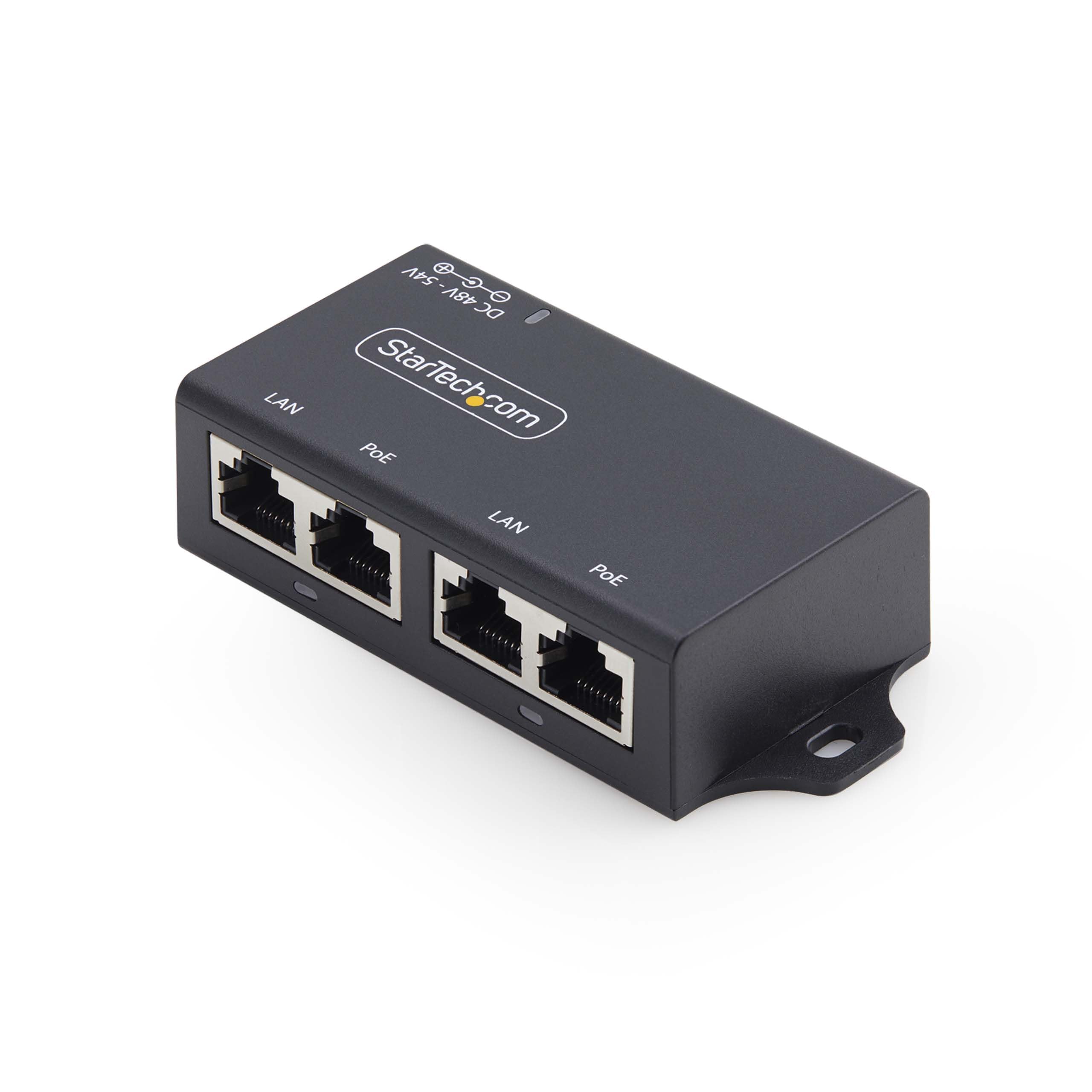 StarTech.com 2-Port PoE+ Injector, 10/100/1000Mbps, PoE/PoE+ (802.3af/at), 4X 10/100/1000BASE-T RJ45, 30W, Wall Mountable