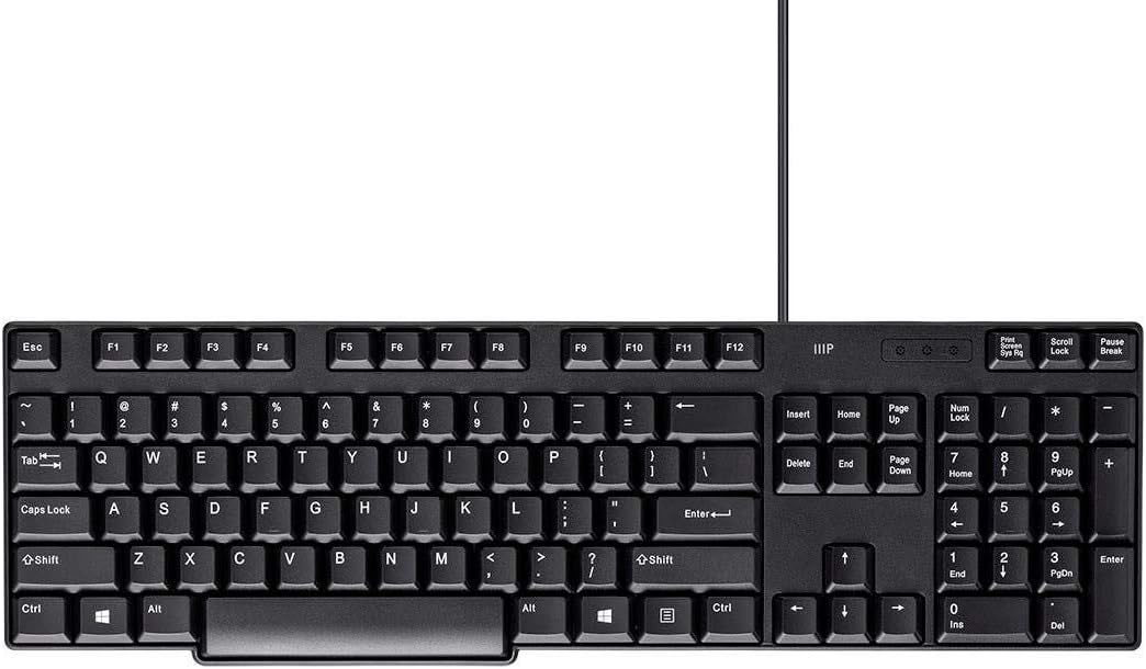 Monoprice USB Keyboard - Spill Resistant Membrane, Comfortable, Standard Layout, Black - Workstream Collection