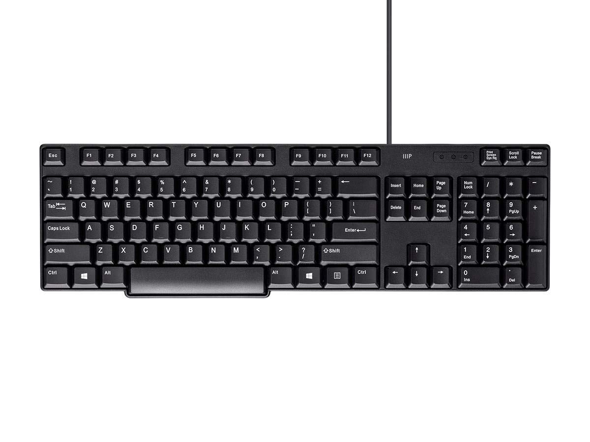 Monoprice USB Keyboard - Spill Resistant Membrane, Comfortable, Standard Layout, Black - Workstream Collection