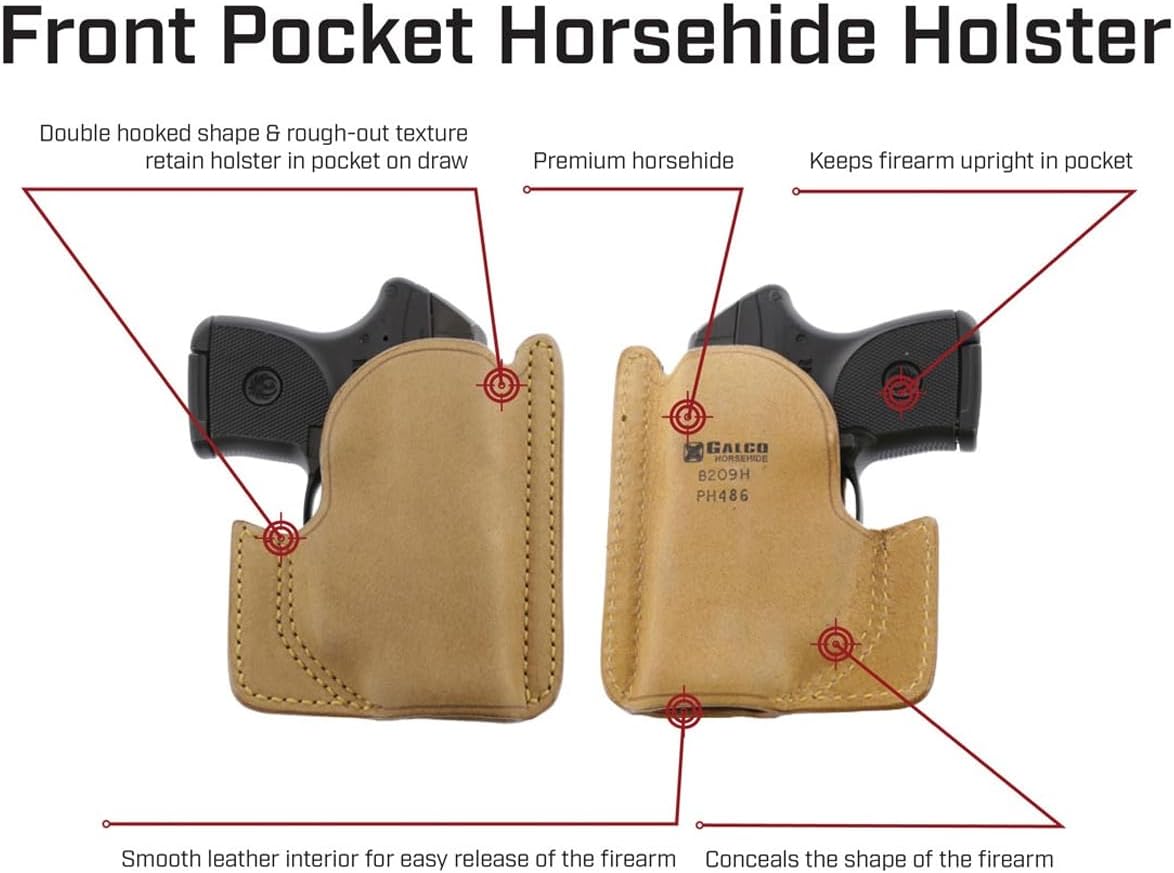 GALCO Front Pocket Horsehide Holster - Premium Ambidextrous Pocket Holster