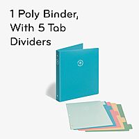 U BRANDS U-Eco 1" Poly Binder + 5 Tab Divider Set, Letter Size, Two Pockets