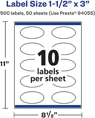 AVERY Matte White Oval Labels, Sure Feed Technology, 1.5 x 3 in