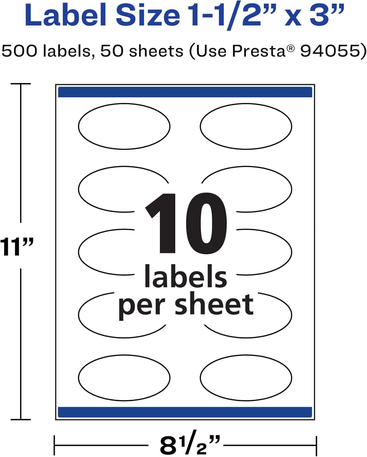 AVERY Matte White Oval Labels, Sure Feed Technology, 1.5 x 3 in