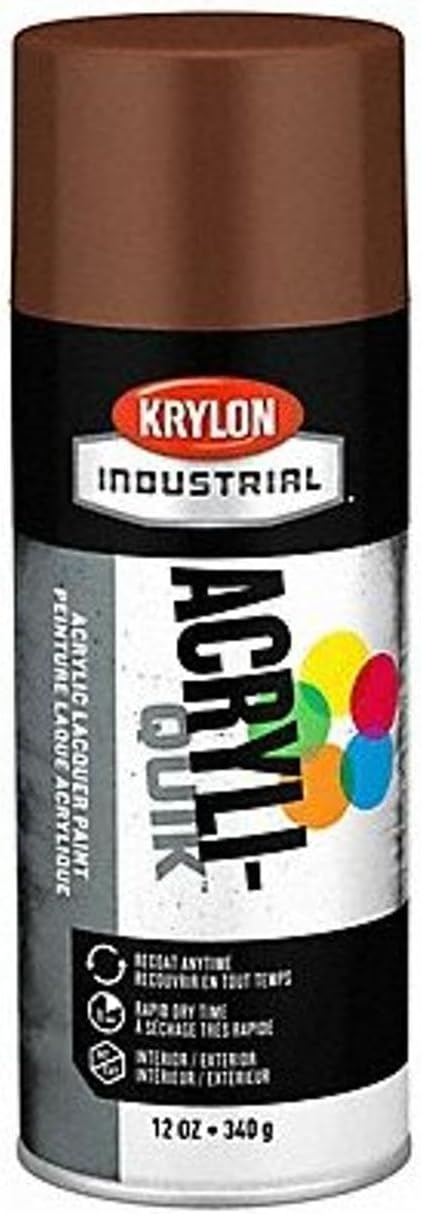 Krylon Industrial Acryli-Quik Lacquer Leather Brown, Gloss, 16 oz