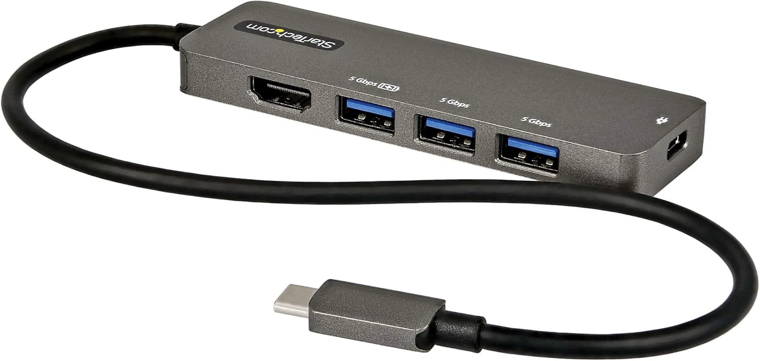 StarTech.com USB C Multiport Adapter - USB-C to HDMI 2.0b 4K 60Hz (HDR10), 100W Power Delivery Pass-Through