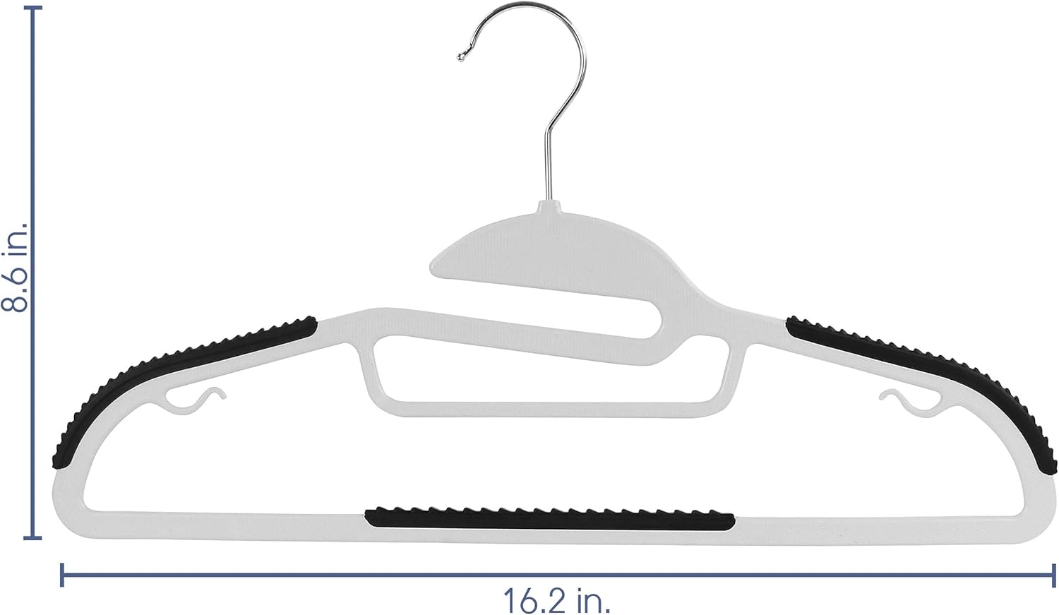 Elama Home 50 Piece Non Slip Hanger with U-Slide in White and Black