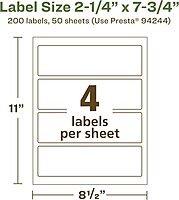 Avery EcoFriendly Matte White Recycled Rectangle Labels, 2.25" x 7.75", Print-to-The-Edge, Permanent Adhesesive