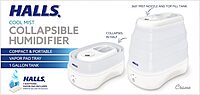 Crane x HALLS Collapsible Cool Mist Humidifier for Bedroom and Office, 1 Gallon Portable Humidifier for Travel and Easy Storage, Blue and White