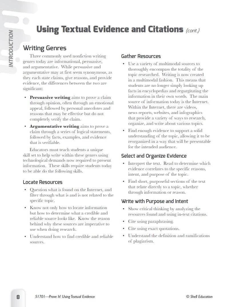 Shell Education Prove It! Using Textual Evidence, Grades 6-8