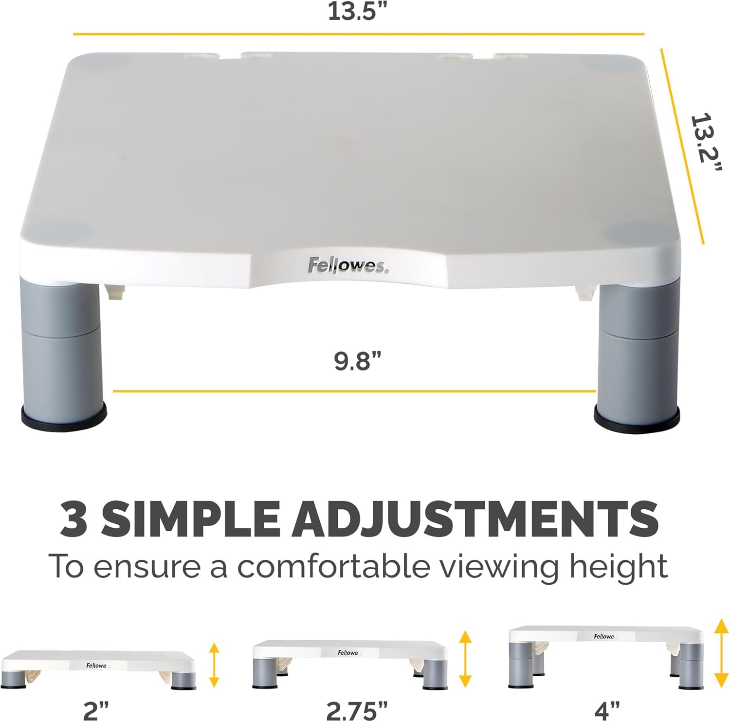 Fellowes Standard Monitor Riser (91712), Platinum/Graphite 1 Count (Pack of 1)