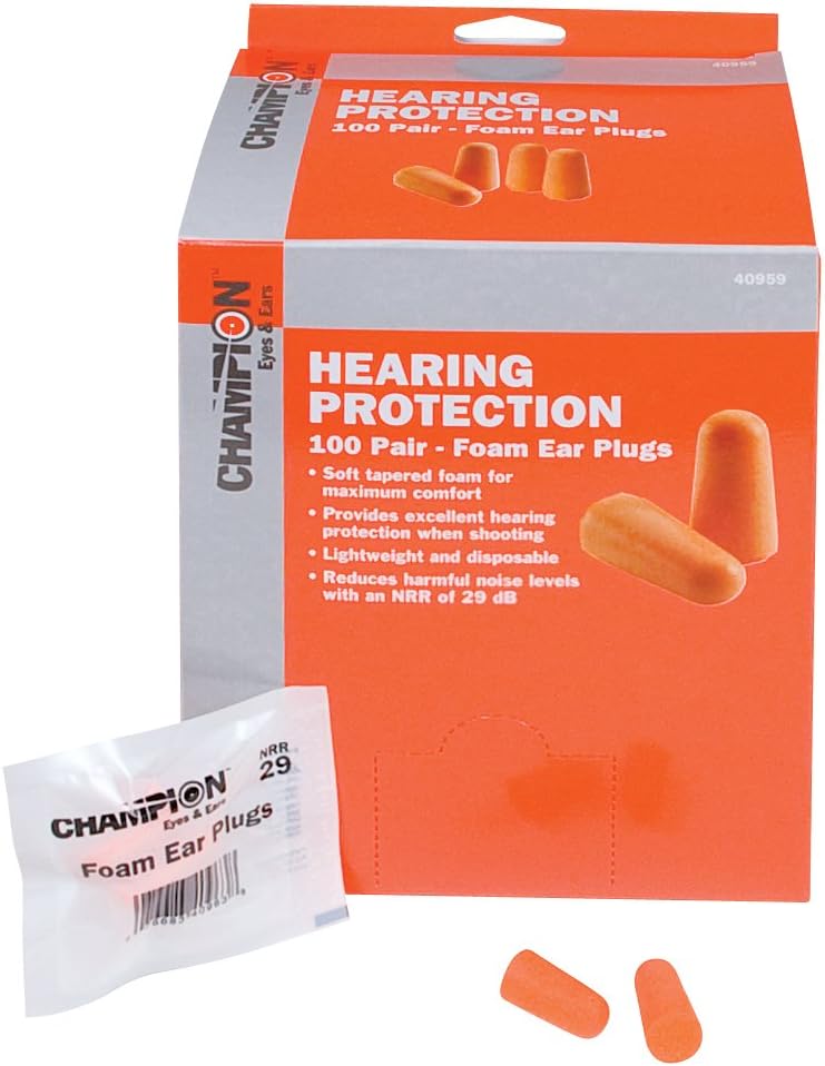 Champion Targets 40959 Foam Earplugs, Orange, 100 Pairs
