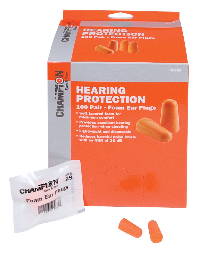 Champion Targets 40959 Foam Earplugs, Orange, 100 Pairs