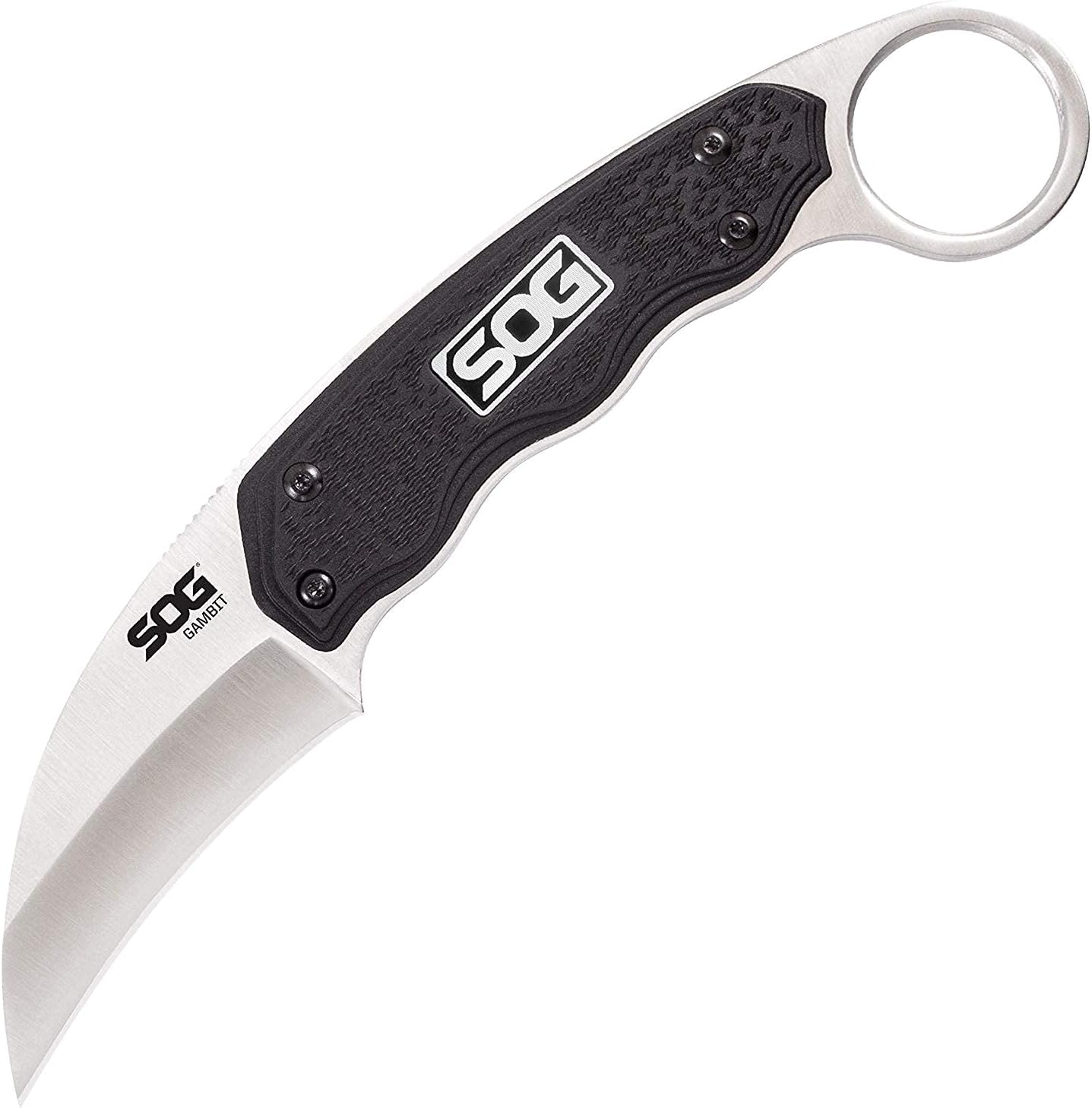 SOG Survival Karambit Knife - Gambit Curved Security Belt Knife, Full Tang Fixed 2.6 Inch Blade withHard Nylon Sheath