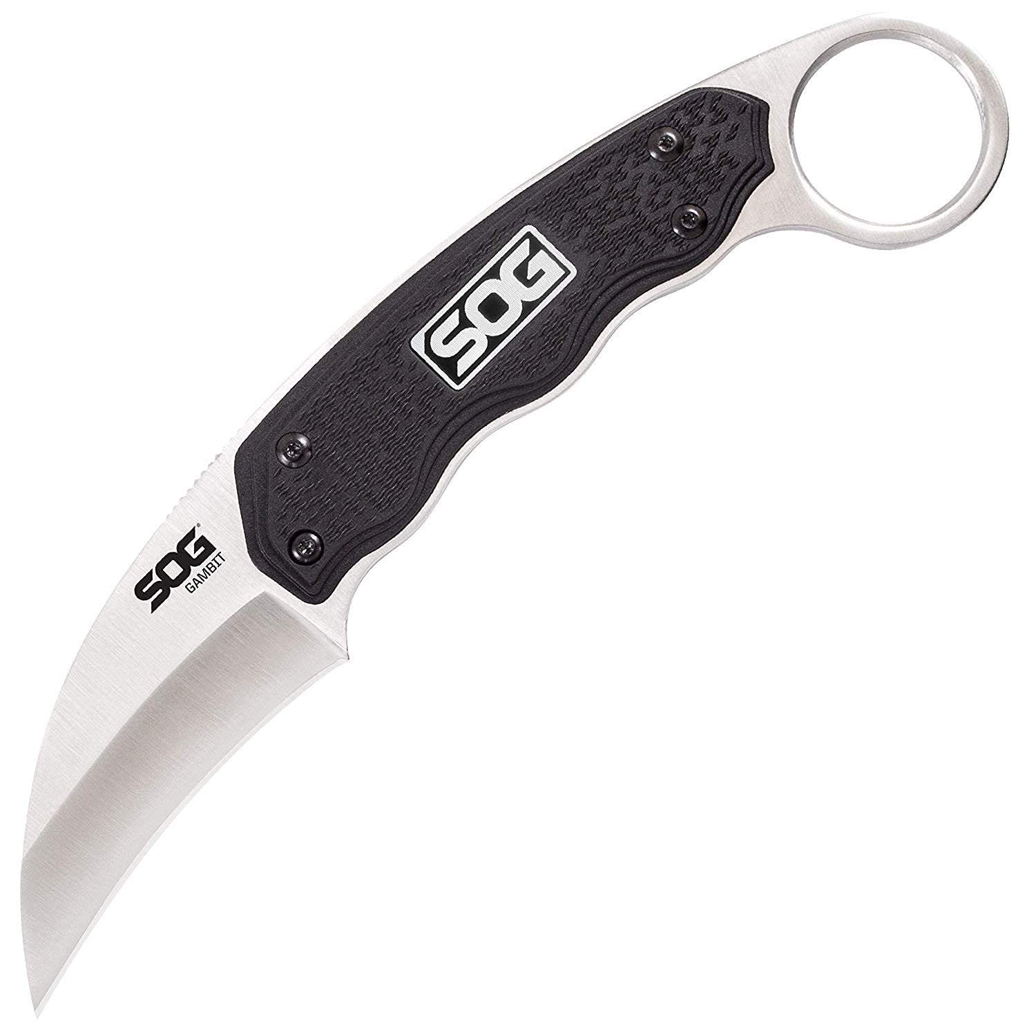 SOG Survival Karambit Knife - Gambit Curved Security Belt Knife, Full Tang Fixed 2.6 Inch Blade withHard Nylon Sheath