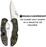 SPYDERCO Delica 4 Lightweight Signature Folding Knife with Flat-Ground VG-10 Blade and FRN Handle