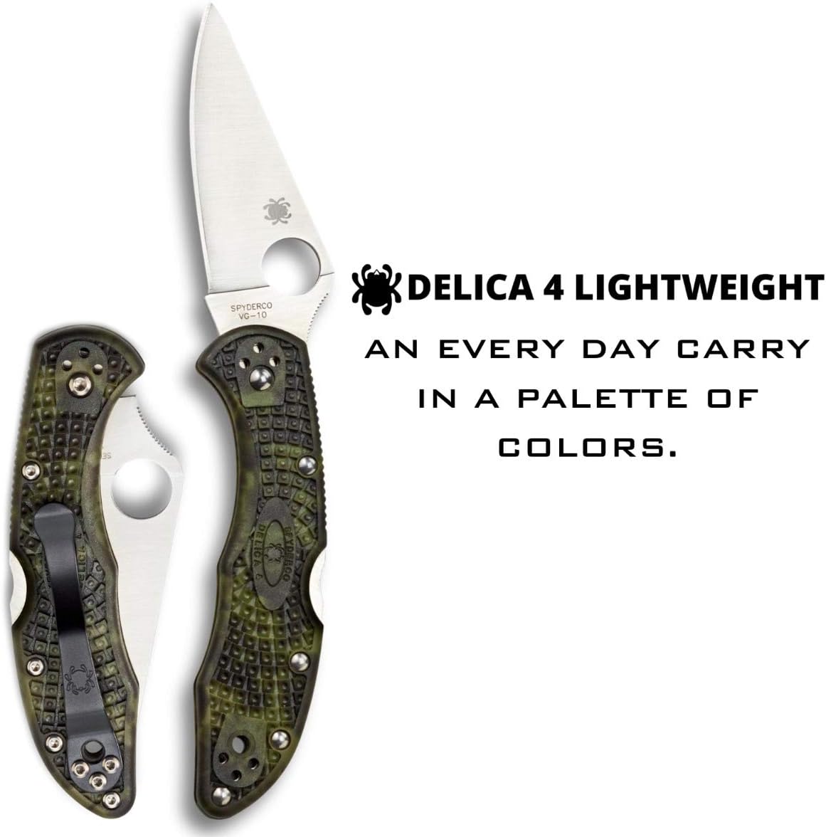 SPYDERCO Delica 4 Lightweight Signature Folding Knife with Flat-Ground VG-10 Blade and FRN Handle
