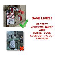 Master Lock 410LT Lockout Tagout Safety Padlock with Key, Extended Length Shackle