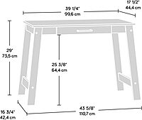 Sauder Beginnings Writing Table, Silver Sycamore Finish