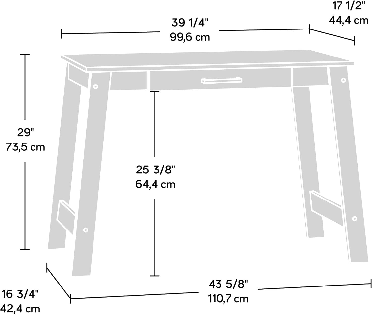 Sauder Beginnings Writing Table, Silver Sycamore Finish