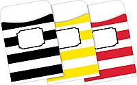 BARKER CREEK Peel & Stick Library Pockets, Wide Stripes, 3 Designs, Great for Holding Library, Index, and Flash Cards, Hall Passes, Recipes, and More! 3-1/2" x 5-1/8", 30 per Pkg (1246), Assorted