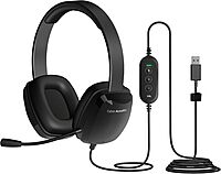 Cyber Acoustics Stereo USB Headset (AC-6012), Unidirectional Microphone with Flexible Boom for PC & Mac