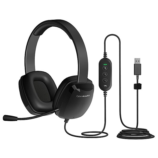 Cyber Acoustics Stereo USB Headset (AC-6012), Unidirectional Microphone with Flexible Boom for PC & Mac