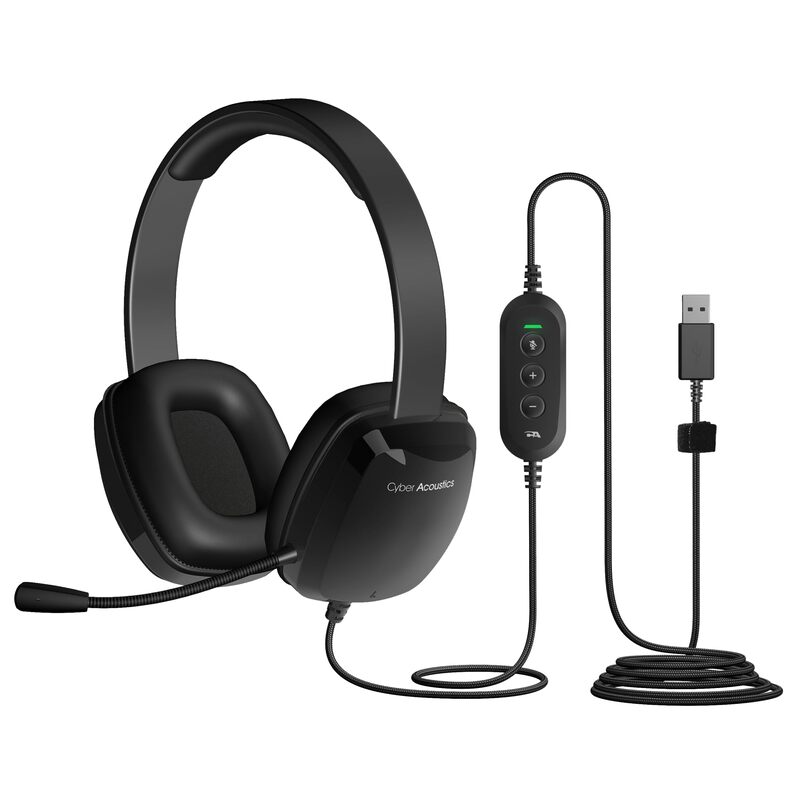 Cyber Acoustics Stereo USB Headset (AC-6012), Unidirectional Microphone with Flexible Boom for PC & Mac
