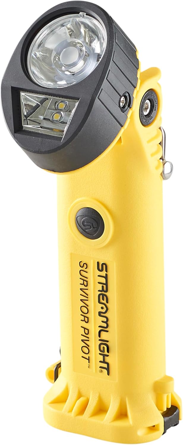 Streamlight 91810 Survivor Pivot 325-Lumen Right Angle Articulating Dual Beam Flashlight with Alkaline Batteries and Clip
