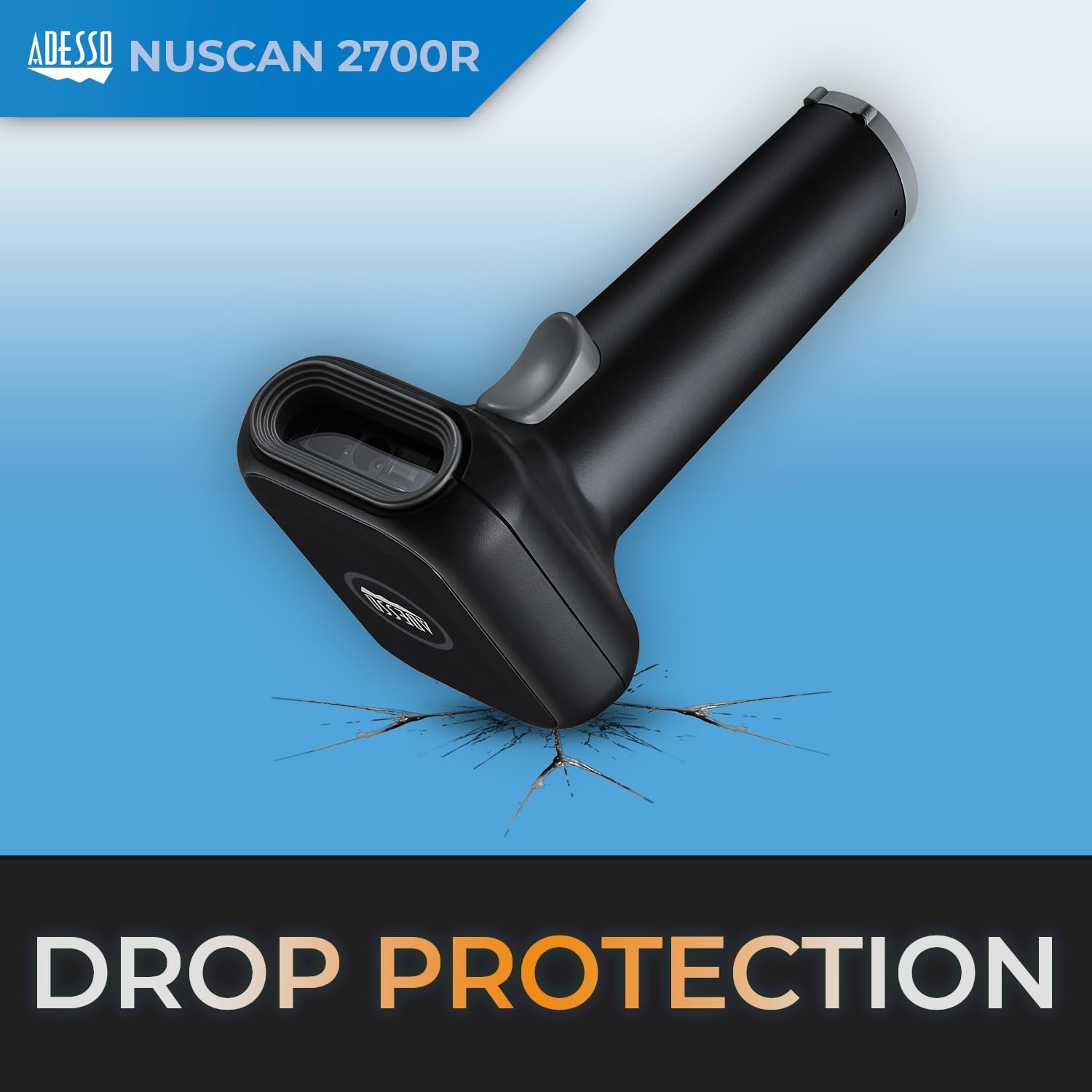 Nuscan 2700R Wireless Barcode Scanner with Charging Cradle - High-Speed 2D Scanning Engine, 120 FPS