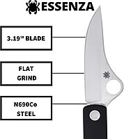 Spyderco Essenza Sleek and Elegant Folding Knife - N690Co Steel Blade with Aluminum Handle, LinerLock, PlainEdge - C272ALBKP
