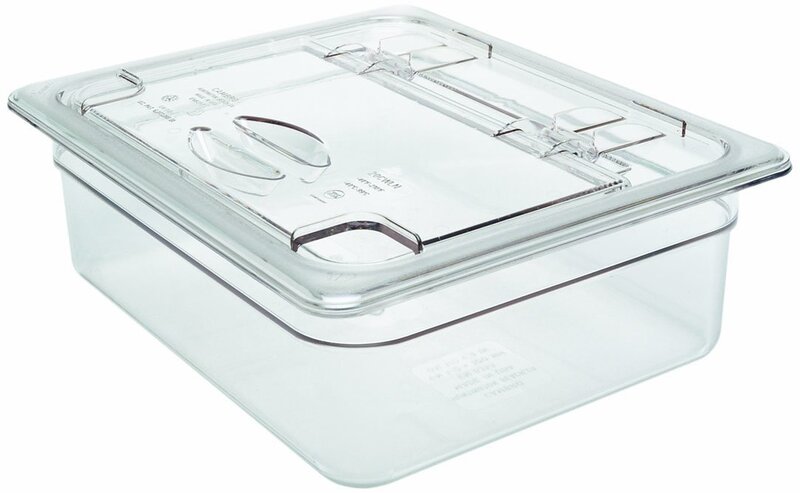 Cambro 60CWLN135 FlipLid Food Pan Cover, 1/6 Size, Notched Hinged, Clear