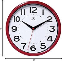 Infinity Instruments Metro Red 9-Inch Resin Wall Clock