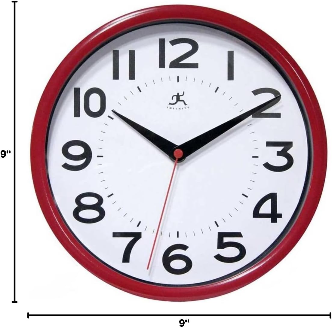 Infinity Instruments Metro Red 9-Inch Resin Wall Clock