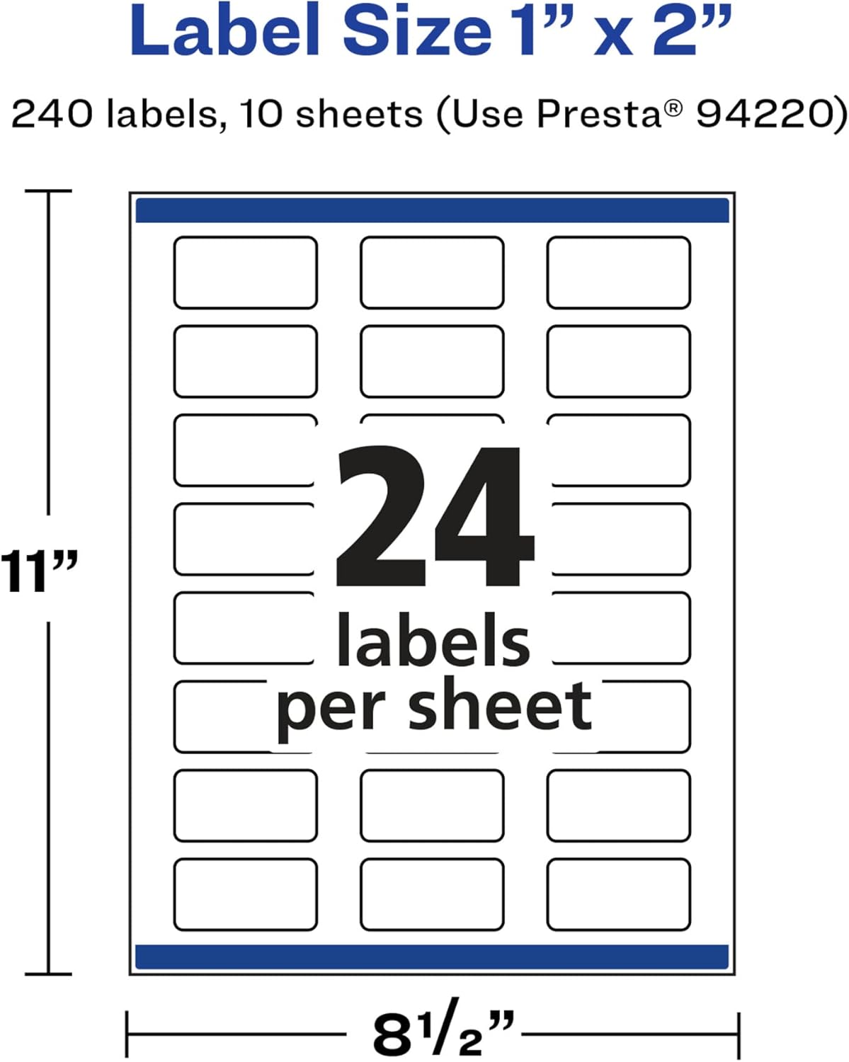 Avery Glossy White Rectangle Labels, Sure Feed Technology, 1" x 2", Print-to-The-Edge, Permanent Adhesive