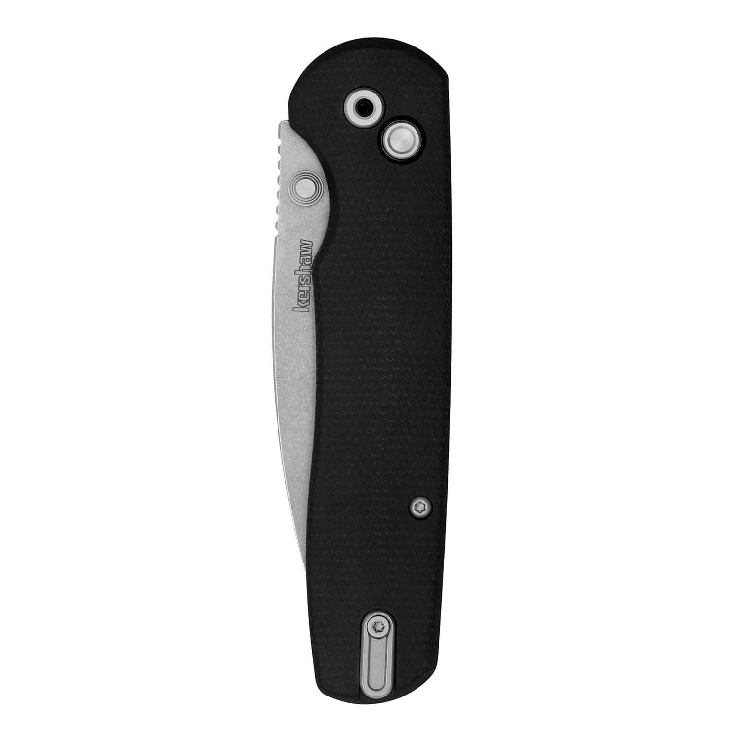 Kershaw Remnant Folding Pocket Knife, 3.25 inch D2 Stonewashed Steel Blade, Black Micarta Handle, Spear Point Shape