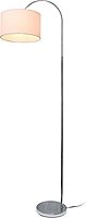Simple Designs LF2005-WHT Arched Brushed Nickel Floor Lamp with White Fabric Shade White No Bulb