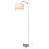 Simple Designs LF2005-WHT Arched Brushed Nickel Floor Lamp with White Fabric Shade White No Bulb