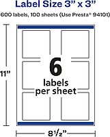 AVERY Glossy Clear Square Labels with Sure Feed, 3" x 3"