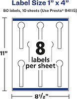AVERY Glossy White Lollipop Labels, Sure Feed Technology, 1" x 4"