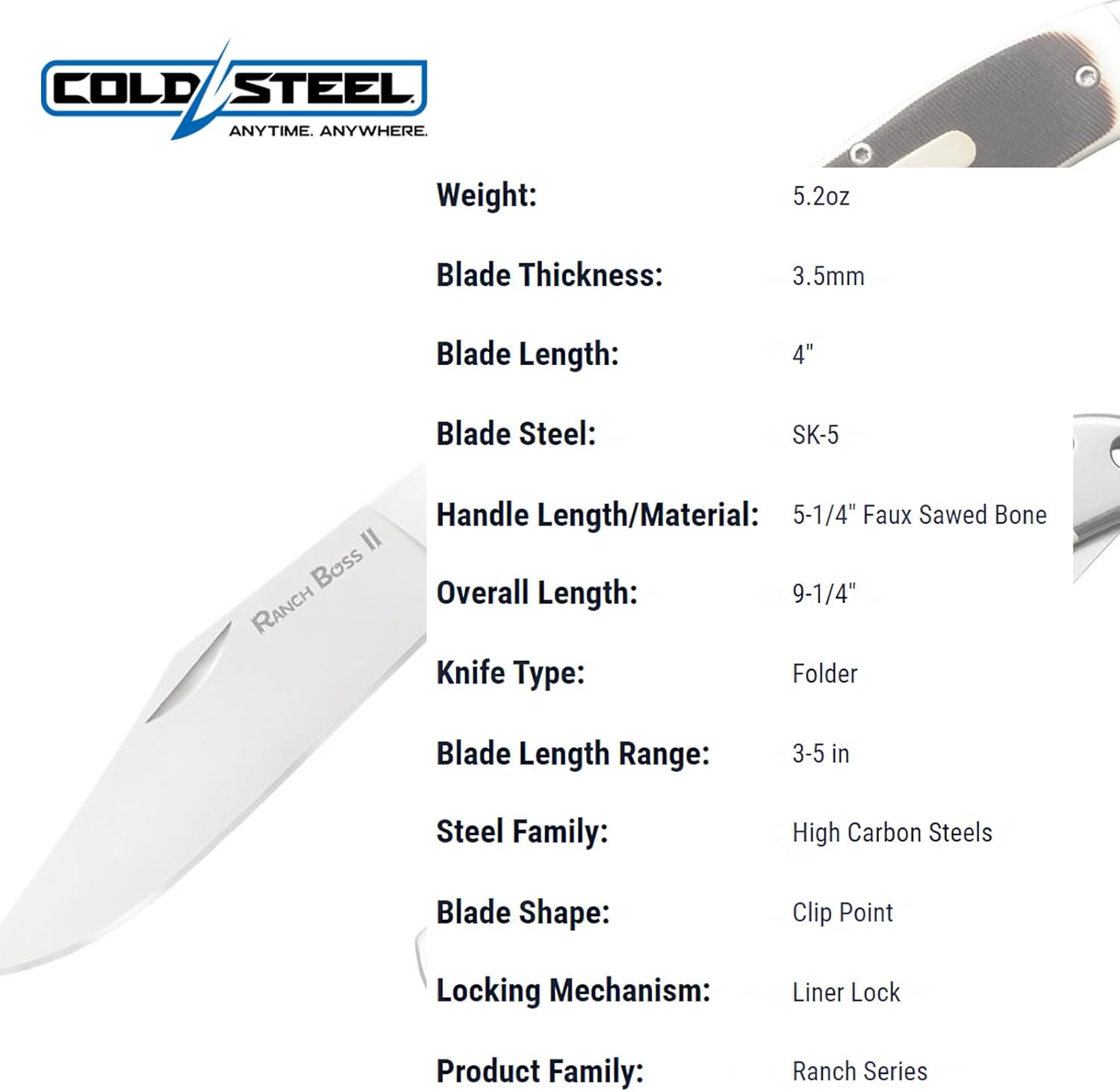 COLD STEEL Ranch Boss II Folding Knife